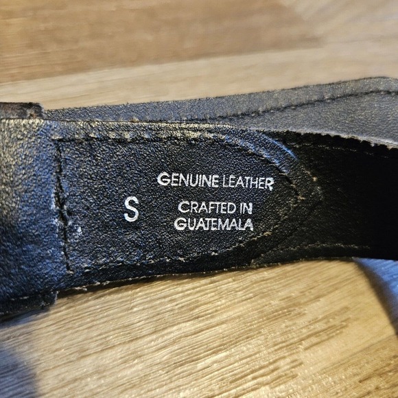 Express Compagnie Internationale Leather Corduroy Belt Size S Black White - Picture 8 of 14